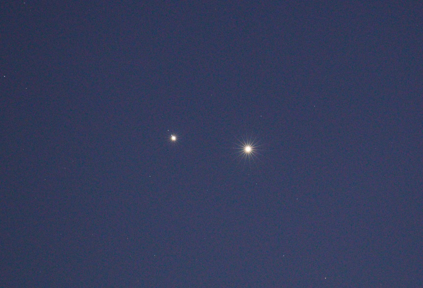 Conjunction of Venus and Jupiter, late February, early March 2023